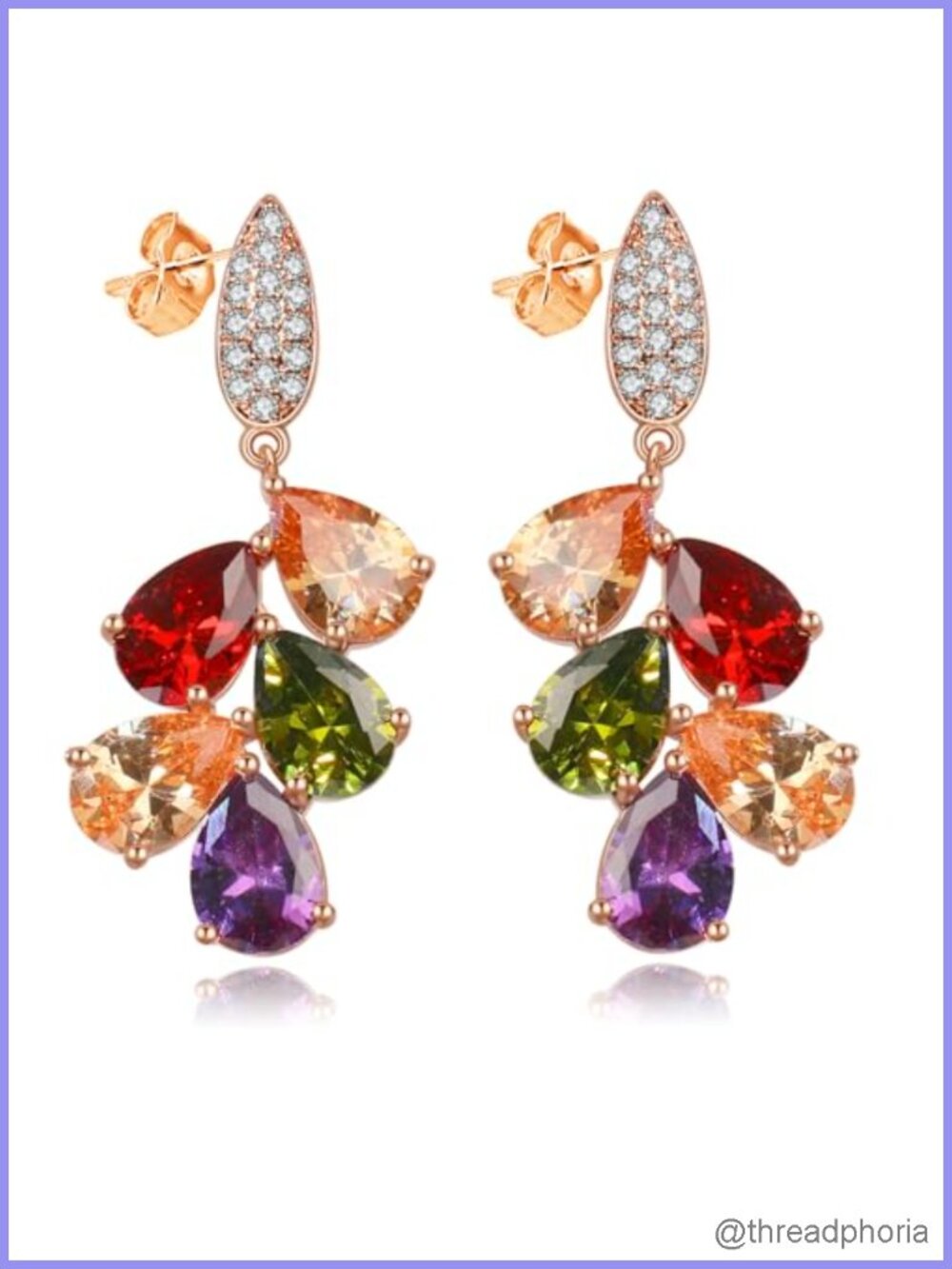 Multi Gemstone Silver Plated Earrings for Women - 10 Stones Amethyst Garnet